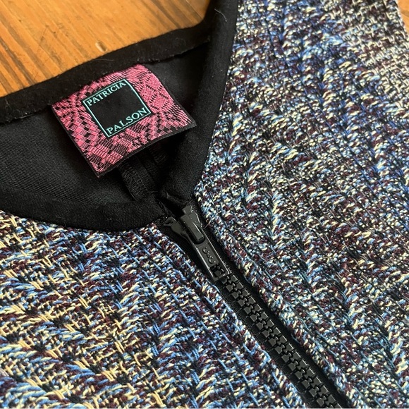 Patricia Palson Textured Blue & Grey Woven Zip Vest Sleeveless Jacket One Size - Picture 9 of 14